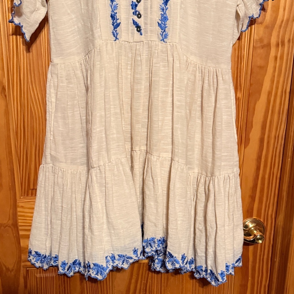 FREE PEOPLE Santiago Embroidered MiniDress Ivory XS - Picture 6 of 13